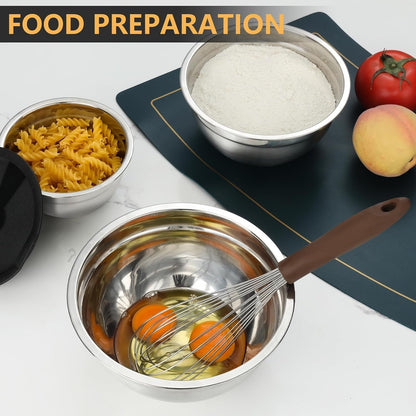 7 Piece Mixing Bowls with Lids Set - Mixing Bowls Stainless Steel Bowls for Kitchen Baking, Size 0.7, 1.1, 1.5, 2.1, 3.5, 4, 4.5QT, Baking Bowl for Food Preparation, Mixing and Serving Foods5