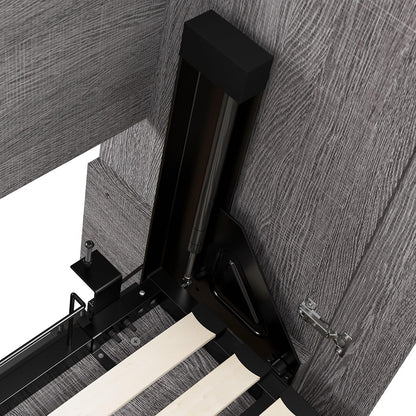 Queen Murphy Bed with Storage Cabinet, Bark Grey, Orion, 106W8