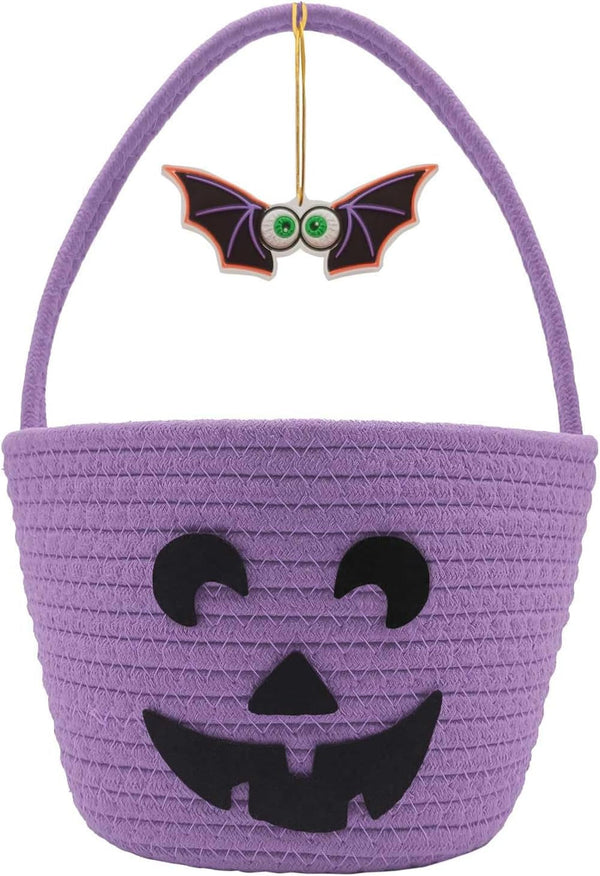 Halloween Basket for Kids, Trick or Treat Basket, Cute Pumpkin Candy Bucket, Boo Spooky Small Baskets, Jack O Lantern Bags for Girls/Boys Gift Baskets Empty1