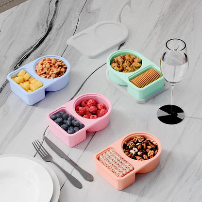5 Pack Silicone Snack Containers with Lids, Reusable Snackle Box, 8 Oz6