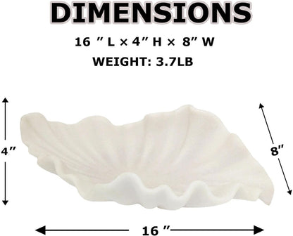 Off-White Large Decorative Bowl - 16” Fruit/Key/Purse Bowl for Home Decor - Coffee Table & Entryway Table Decor - Scalloped Ruffle Bowls - Unique Centerpiece Bowls(Big)2