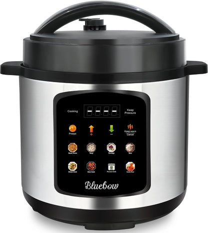 Chefvia 6.5 Quart 8-In-1 Electric Pressure Cooker – Stainless Steel Multi-Cooker with LED Display, Slow Cook, Rice, Steam, Sauté & Warm Functions – Black & Silver Kitchen Appliance1