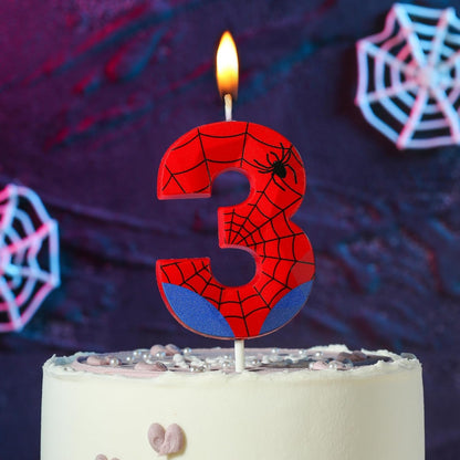 2.76 Inch Number Spider 3 Crystal Web Birthday Candles, Spider Number Candles, Cake Number Candles, Party Celebration3