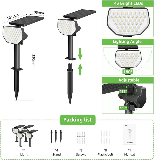 Solar Decorative Spot Lights 2 Pack, Cool White Accent Landscape Lighting9