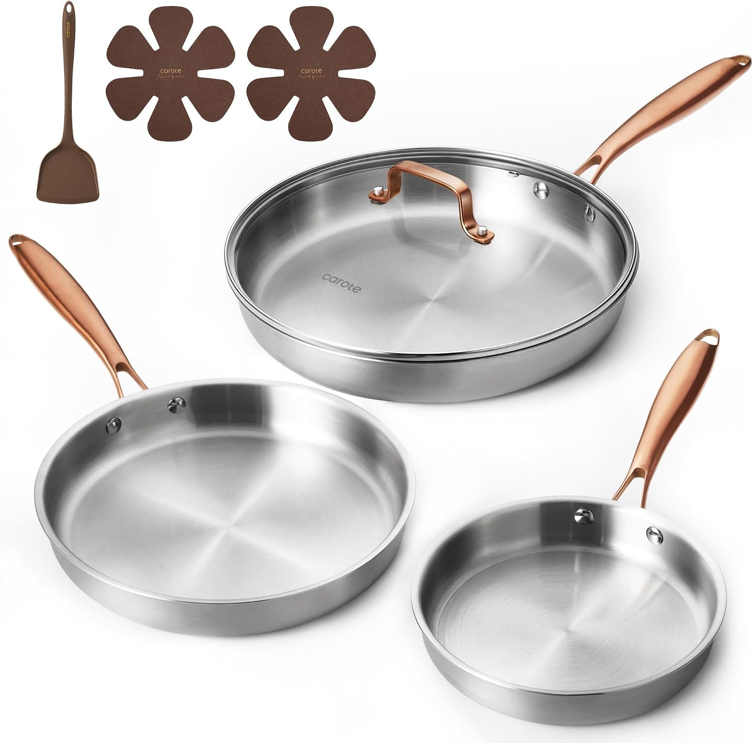 7-piece-tri-ply-stainless-steel-frying-pan-set-skillet-set-8-10-12-induction-compatible-oven-dishwasher-safe-gold-handle