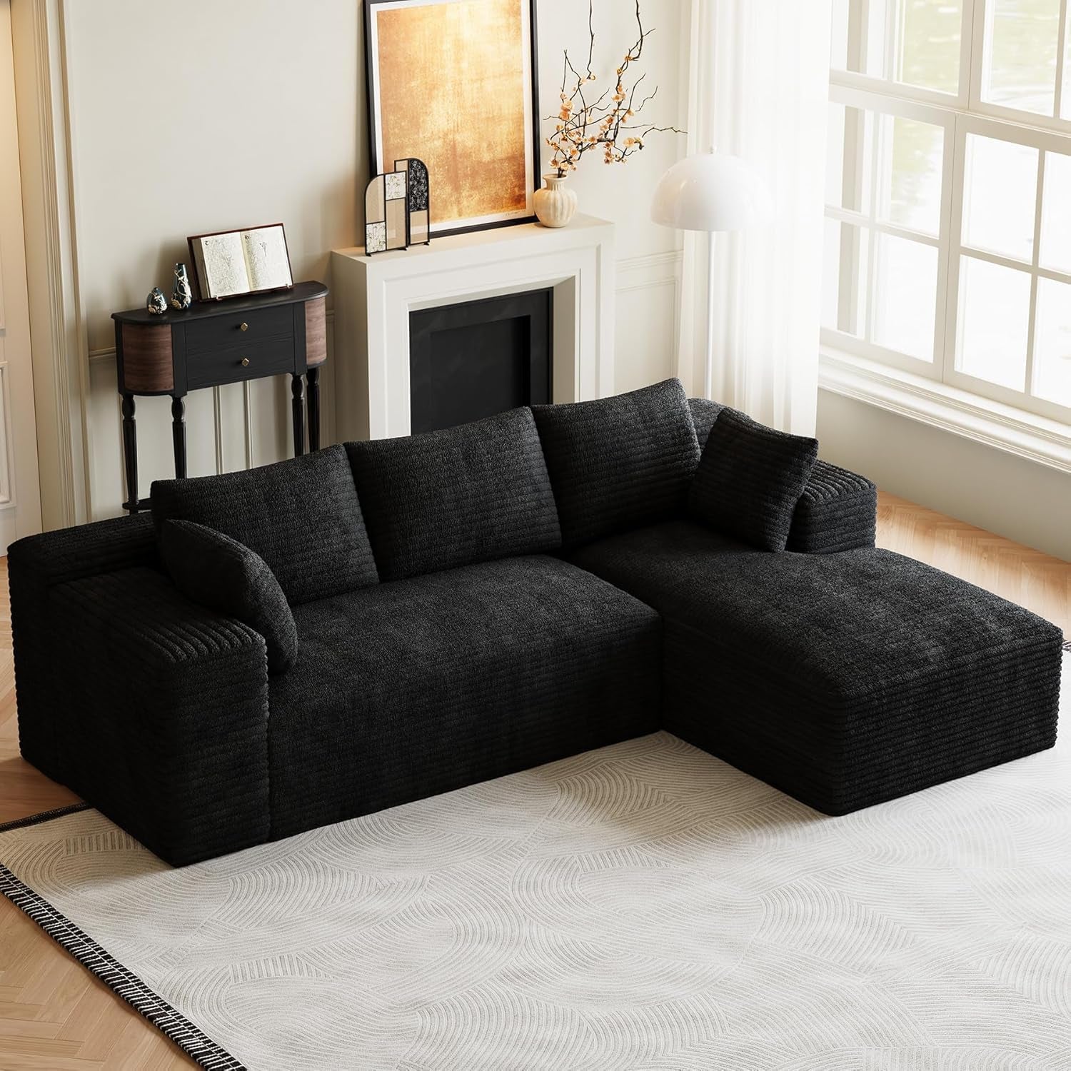 96-l-shaped-cloud-boneless-couch-sofa-with-chaise-black