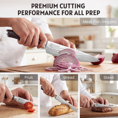 17 PCS Kitchen Knife Set, Razor Sharp Knife Block Sets, Ideal Gifts | Elegant Kitchen Knife Set with Block, Knife Set with Built-In Sharpener, Dishwasher Safe6
