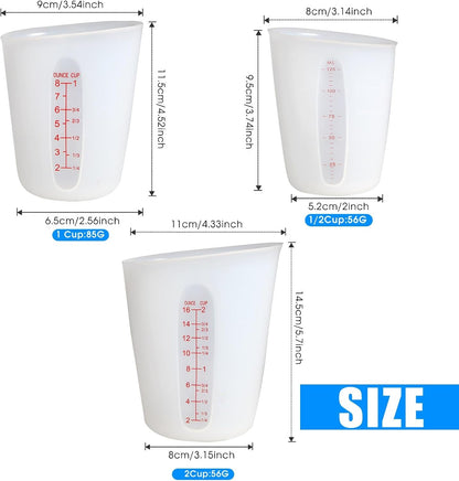 Silicone Measuring Cups (2 Cup + 1 Cup) Flexible Measure Melting Cups for Epoxy Resin Butter, Chocolate Squeeze Pour Baking Cup Dishwasher Safe BPA Free 500/250 ML with Marking Cup/Ounce2