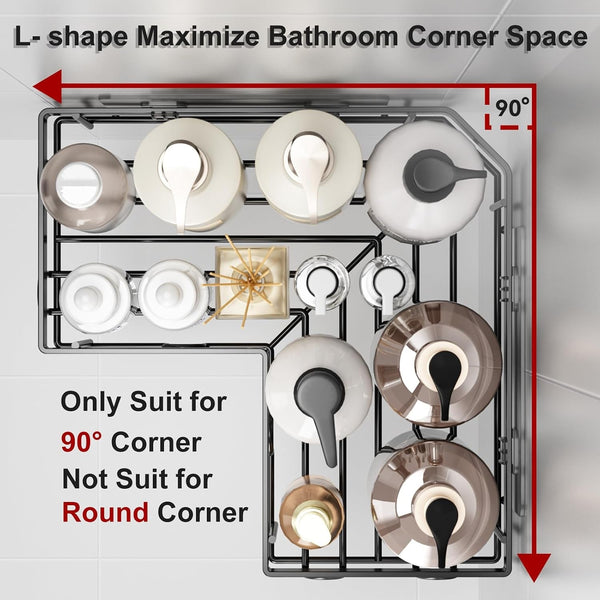 Corner Shower Caddy 5 Pack Adhesive Stainless Steel Organizer Black5