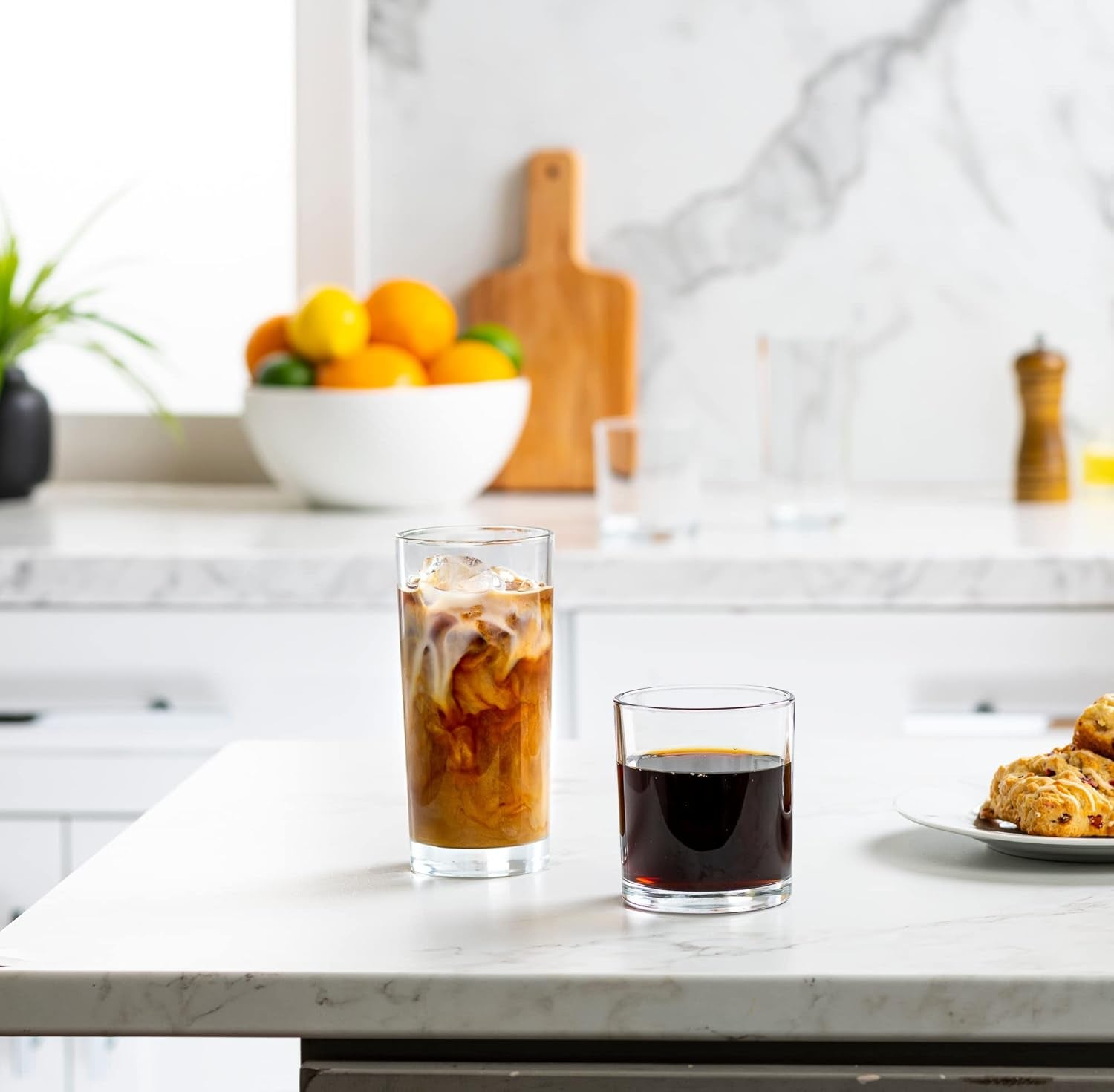 everyday-drinking-glasses-set-of-8-drinkware-hurricane-glasses-kitchen-glasses-for-cocktail-iced-coffee-beer-ice-tea-wine-whiskey-water-4-tall-glass-cups-4-short-dof-drinking