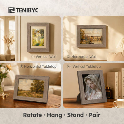8X10 Picture Frame, Walnut Wood, 3 Pack, Glass, for Photo, Art3