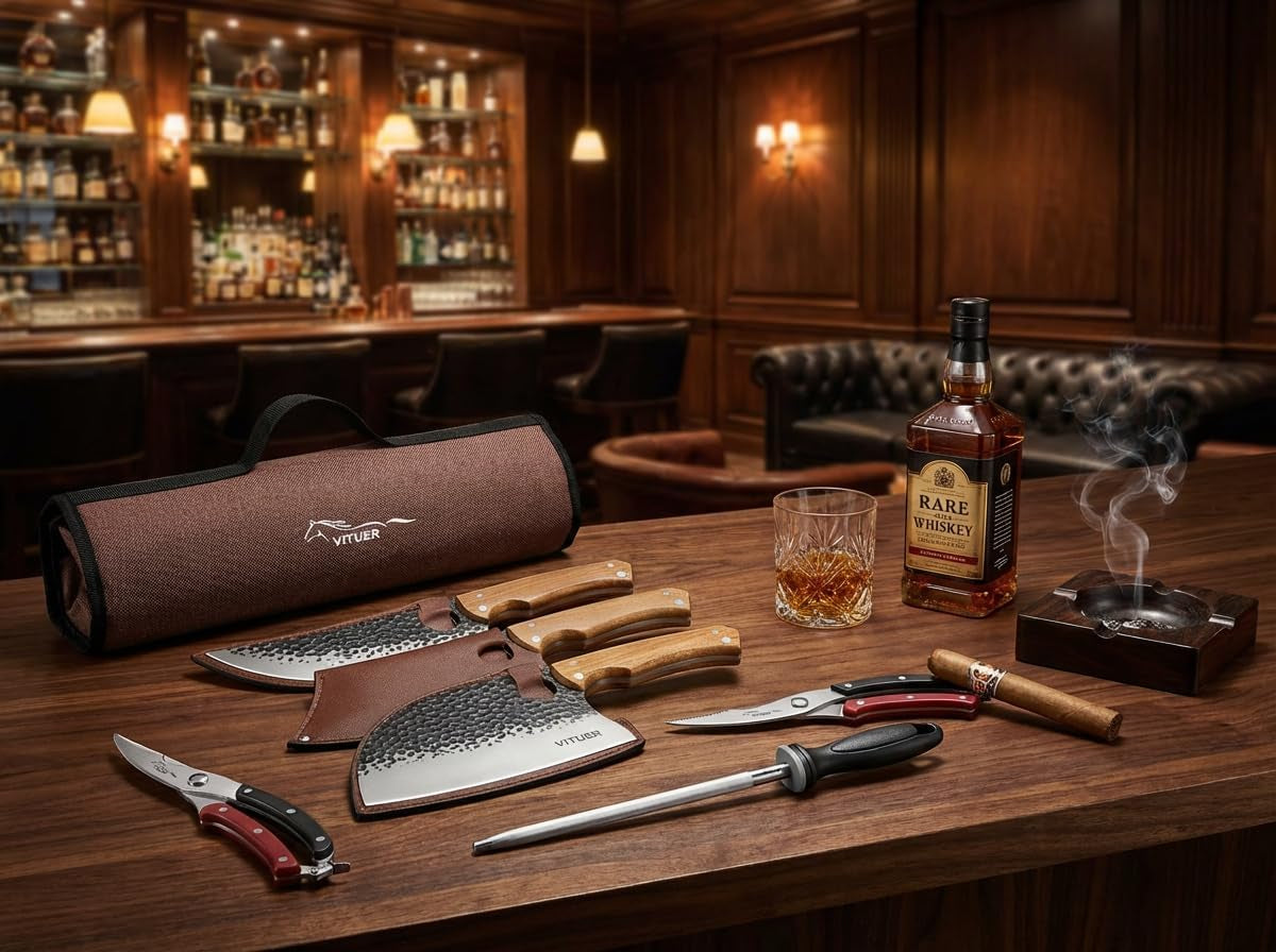 9-pcs-butcher-viking-camping-knife-set-7-serbian-chef-knife-7-butcher-meat-cleaver-6-5-viking-knife-3-knife-sheath-honing-steel-poultry-shears-and-knife-roll-bag-stylish-horse-pattern