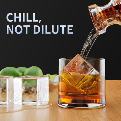 Large Ice Cube Tray for Whiskey:  Silicone Ice Cube Trays with Lid - 2Pack Big Square Old Fashioned Ice Cube Maker for Cocktail - 2Inch Huge Cubed Ice Trays for Whisky4