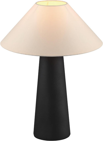 Novogratz X 18" Ceramic Table Lamp, Matte Black, Off-White Tapered Fabric Shade, In-Line Rocker Switch, 5 Ft. Clear Cord, Home Office, Desk, Living Room1