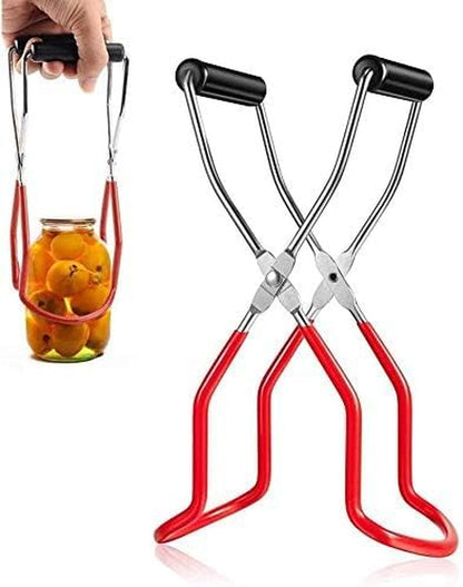 Canning Jar Lifter Tongs - Stainless Steel Jar Lifter with Rubber Grips | Slip Wide-Mouth Clip for Kitchen Restaurant, Red1