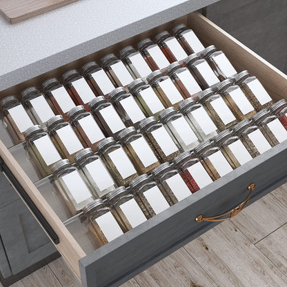 Spice Drawer Organizer, 4 Tier- 8 Pack Kitchen Spice Rack Tray for Drawer, Expandable from 13" to 26" Acrylic Seasoning Organizer Rack Holds up 56 Spice Jars (Jars Not Include)1