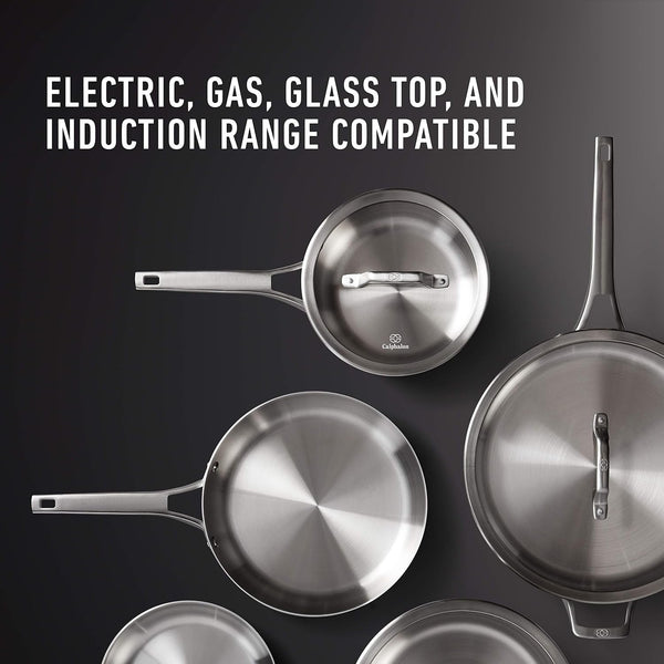 Calphalon Stainless Steel Kitchen Cookware, 11-Piece Pots and Pans Set with Stay-Cool Handles, Dishwasher & Oven Safe, Silver11