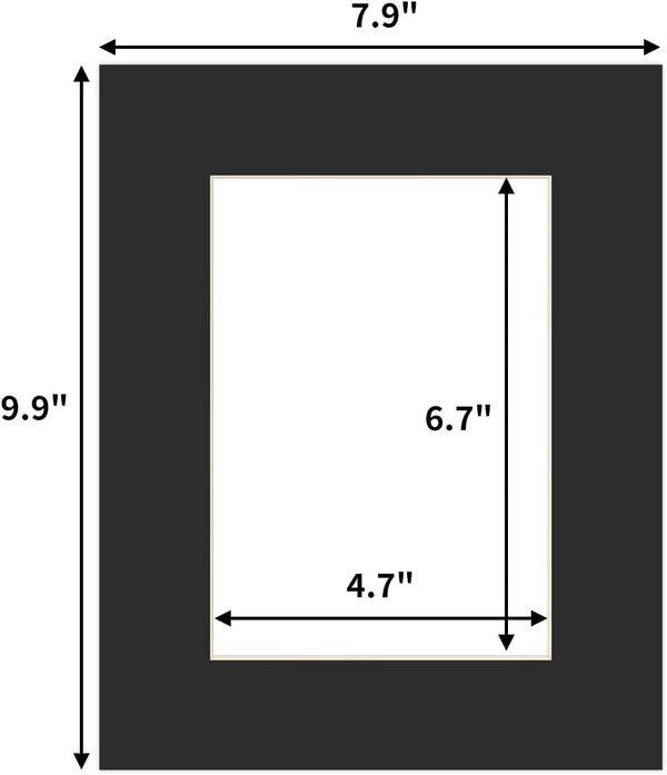 8X10 Black Picture Mats with White Core Bevel Cut Frame Mattes for 5X7 Pictures - Pack of 122