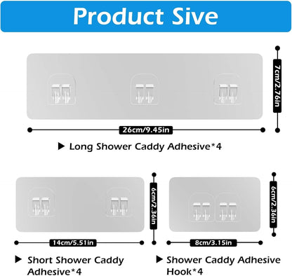 12 Pack Shower Caddy Adhesive Replacement, Shower Adhesive Strips, Strong Adhesive Hooks, Waterproof Sticker, No Drilling, for Bathroom Shelf and Kitchen Racks2