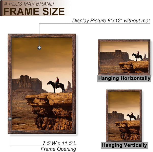 8X12 Picture Frame Set of 2 Brown Light Weight Tabletop and Wall Mount4