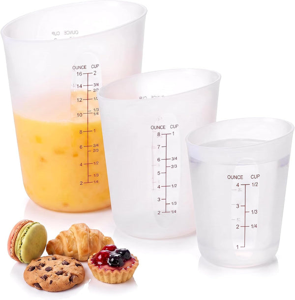 3Pcs Food Grade Silicone Measuring Cups, Flexible Silicone Cups for Melting Chocolate Almond Bark Melting Reusable Baking Measuring Supplies1