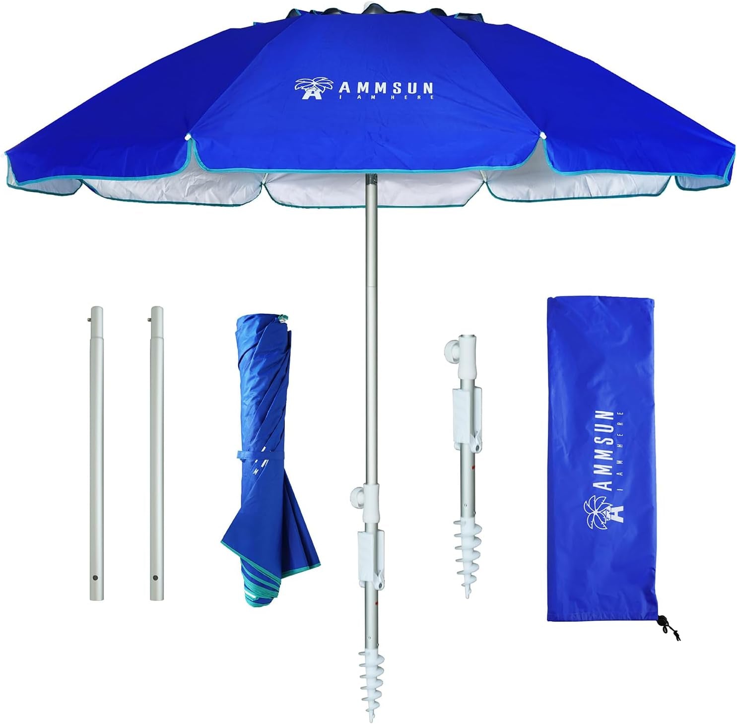 6-5ft-twice-folded-portable-beach-umbrella-with-sand-anchor-windproof-push-button-tilt-and-air-vent-upf-50-protection-fits-in-a-large-suitcase-for-patio-garden-beach-pool-backyard-blue