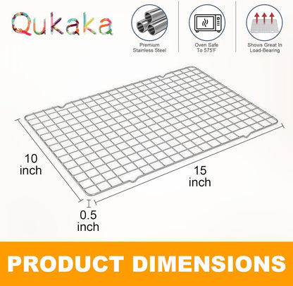 2PCS Cooling Racks for Cooking and Baking - 10" X 15"Heavy Duty Stainless Steel Wire Rack for Baking, Grilling, Roasting - Oven & Dishwasher Safe - Fits Jelly Roll Sheet Pan-Silver6
