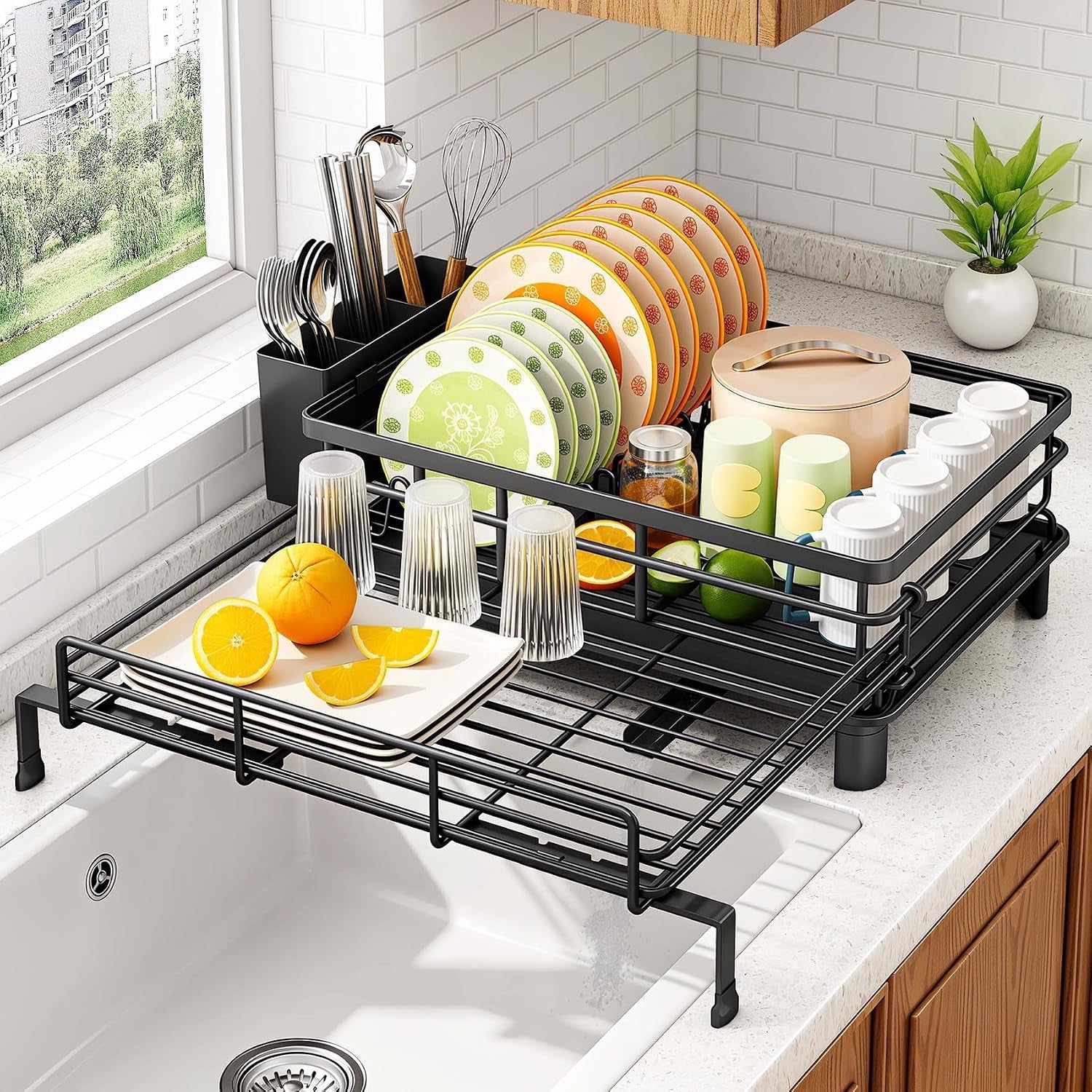 expandable-dish-drying-rack-for-kitchen-counter-metal-black