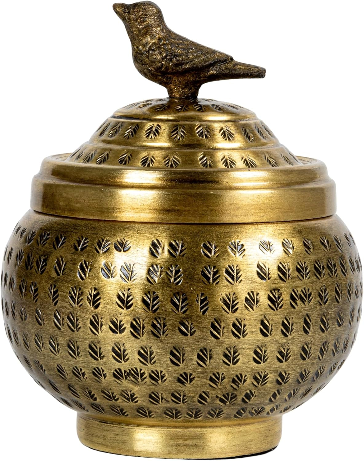 round-hammered-metal-container-with-bird-finial-brass-finish