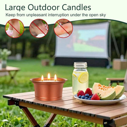 Citronella Candles Outdoor, 2 Pack Large Citronella Candles, Three Wick Lemongrass Candle Set, Natural Soy Wax Candle, Long Burning Outdoor Candle for Patio Garden Camping Indoor Home Decor2