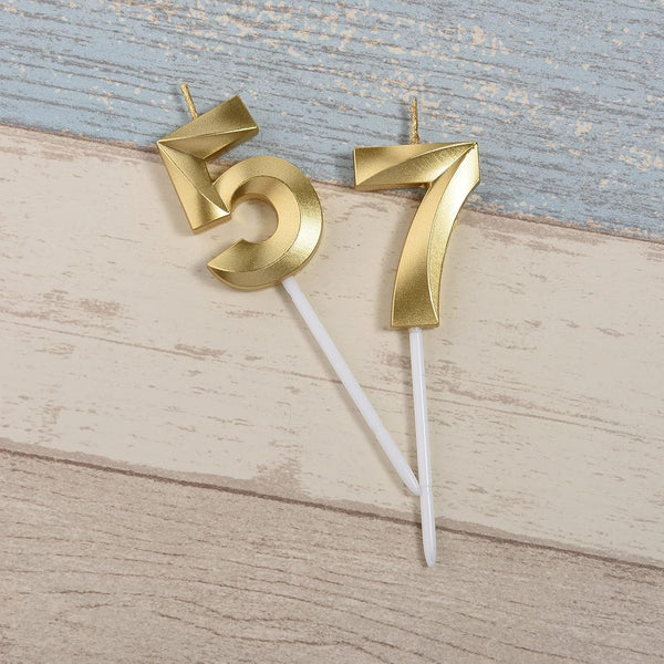 Gold 75Th & 57Th Birthday Candles,Gold Number 75 57 Cake Topper for Birthday Decorations Party Decoration3