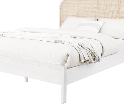 Meridian Furniture Sienawhite-K Siena Collection Mid-Century Modern King Bed with Solid Ash Wood, Rich Off-White Finish on Ash Veneer, Natural Cane, 79" W X 85.5" D X 43" H, White, King7