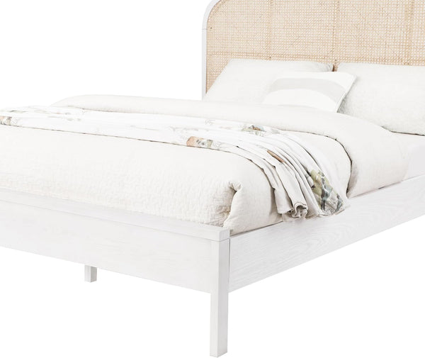 Meridian Furniture Sienawhite-K Siena Collection Mid-Century Modern King Bed with Solid Ash Wood, Rich Off-White Finish on Ash Veneer, Natural Cane, 79" W X 85.5" D X 43" H, White, King7