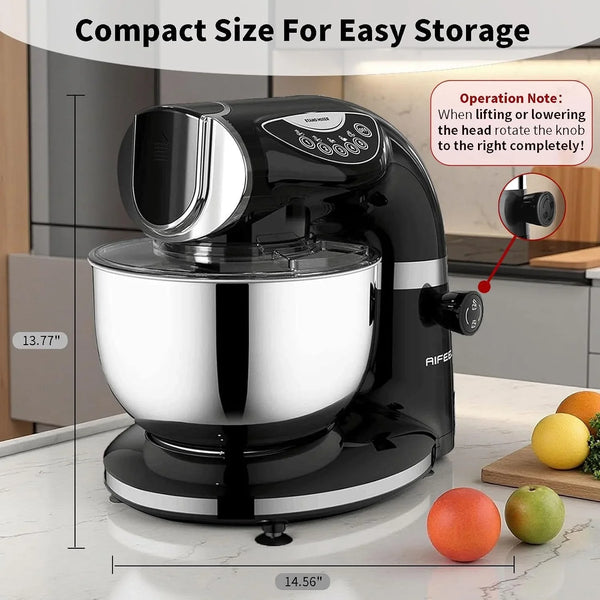 Stand Mixer, 8.5QT+ 6QT Two Stainless Steel Bowls Electric Food Mixer Black | 7 in 1 Multifunctional Kitchen Mixer with Dough Hook, Whisk, Beater, Meat Grinder,Pasta & Cookie Maker2
