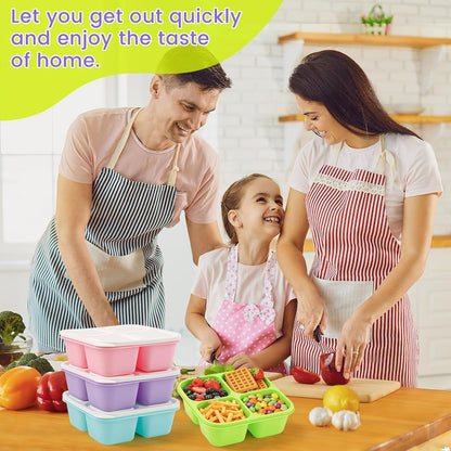 4 Pack Snack Containers Bento Box Adult Lunch Box,Meal Prep Container, Reusable Food Storage Lunch Containers Stackable for Work, Travel and Gym (Grass Green, Pink, Green, Purple)5