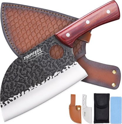 6.8-Inch Serbian Chef Knife Set with Leather Sheath and Whetstone1