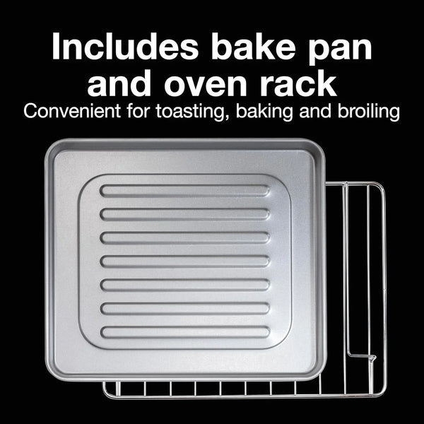 4 Slice Countertop Toaster Oven | Bake, Broil, Toast | 200-450⁰F Adjustable Temp | 30 Minute Timer | Automatic Shutoff | Black and Silver | 31260G5