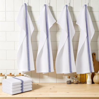 100% Ring Spun Cotton Kitchen Towels 6 Pack, Blue Stripe | 15 X 25 Inch, Highly Absorbent Dish Towels for Kitchen Drying, Reusable Cleaning Cloths, Soft Tea Towels with Hanging Loop7