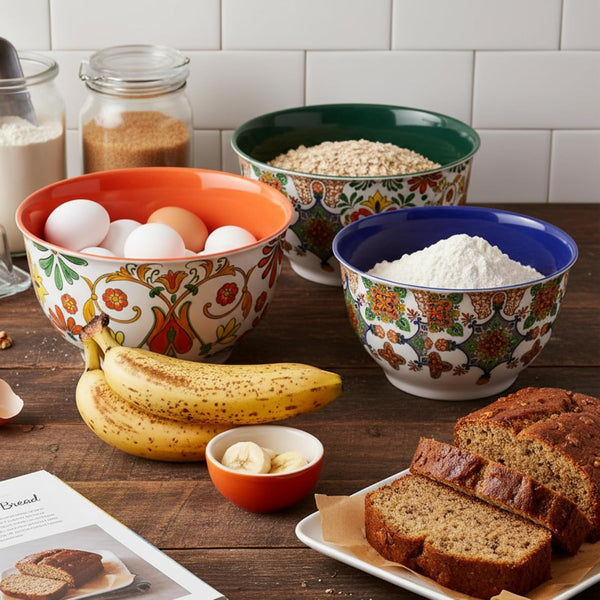 Melamine Mixing Bowl Set with Lids, Salad Bowl Set of 3, Aztec Bloom6