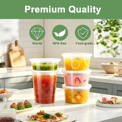 Deli Containers with Lids 48 Sets, 32/16/8 Oz X 16 Set Each5