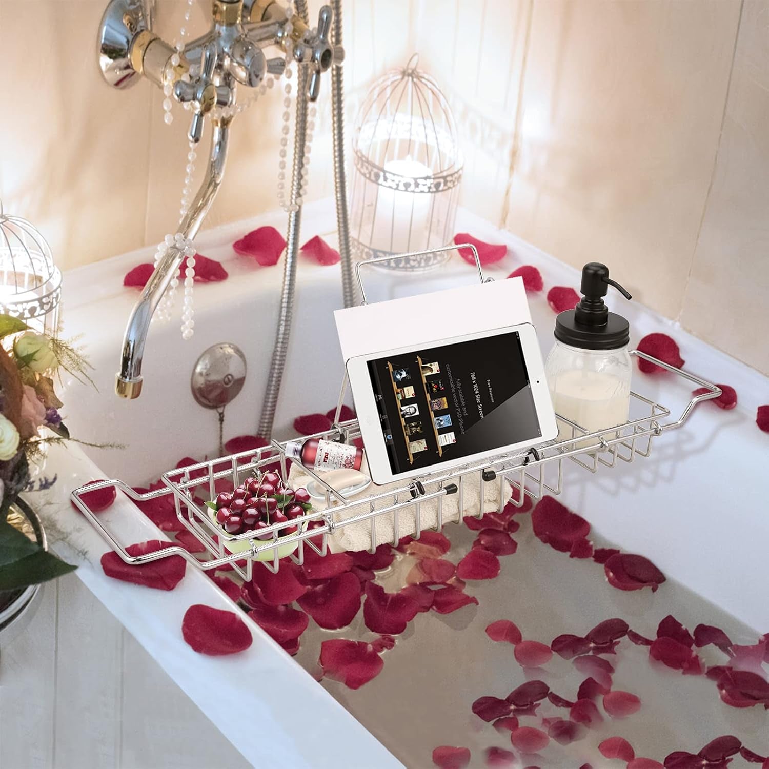 stainless-steel-shower-caddy-tray-with-removable-book-holder-silver
