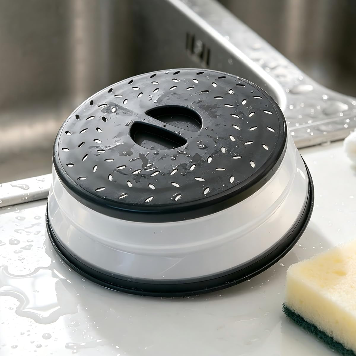 small-collapsible-microwave-splatter-cover-gray-8-in-microwave-plate-cover-with-steam-vent-bpa-free-silicone-plastic
