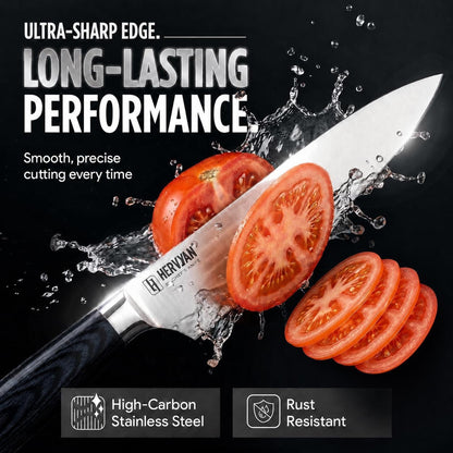 8 Inch Professional Chef Knife - Ultra Sharp German-Inspired Precision Blade High-Carbon Stainless Steel, Ergonomic Pakkawood Handle, Blade Guard and Gift Box for Home Cooks and Restaurants9