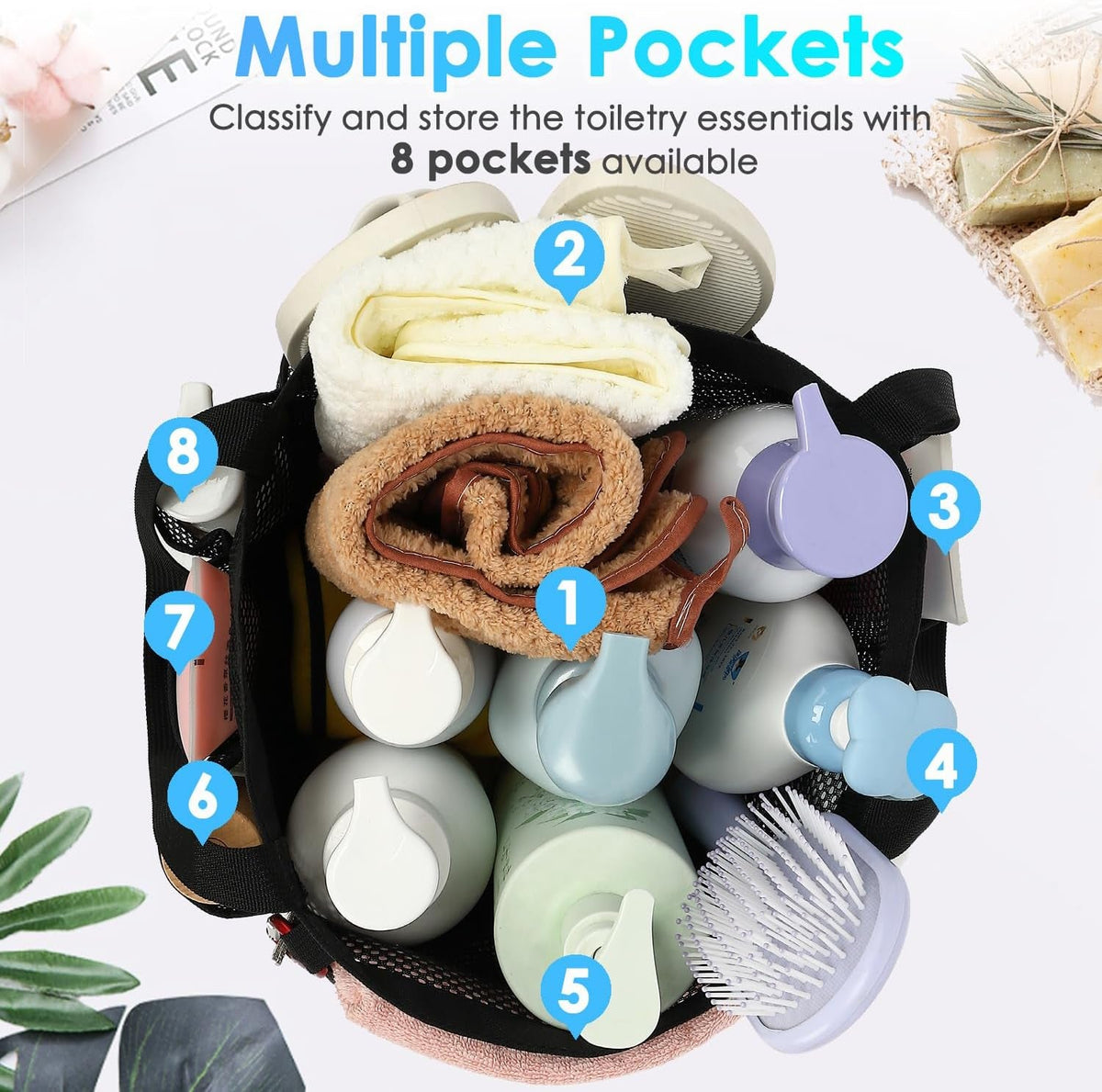 mesh-shower-caddy-portable-for-college-dorm-room-essentials-odorless-polyester-large-shower-tote-bag-with-dual-handles-8-pocket-quick-dry-toiletry-organizer-for-travel-beach-camping-gym