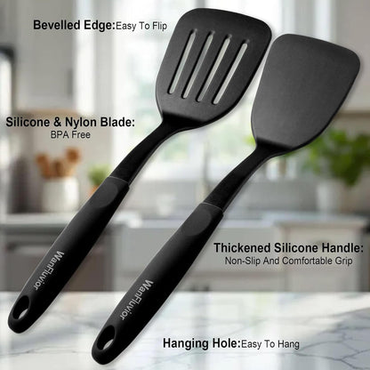 Spatula Set, 2 Pack Nylon Kitchen Spatula, Solid & Slotted Spatulas4
