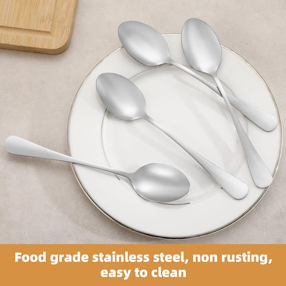 12 Pcs Dinner Spoons Set, Food-Grade Stainless Steel Tablespoons, Durable Metal Table Spoon, Cutlery Soup Spoons Silverware for Home, Kitchen or Restaurant, Mirror Polished, Dishwasher Safe - 7 Inch3