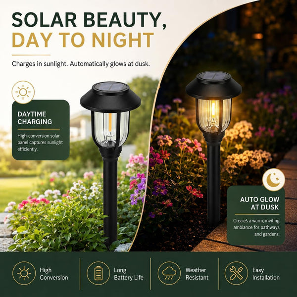 Solar Pathway Lights Outdoor 12 Pack,Warm White Solar Lights Walkway2