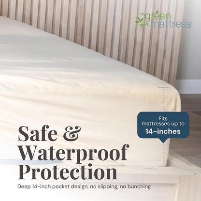 Organic Cotton Mattress Protector - GOTS Certified Cotton Cover, Waterproof Breathable Bed Protector, Deep Pocket Fitted Design, Soft Durable Mattress Cover - King3