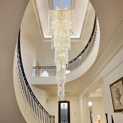 79" Large High Ceiling Chandelier, 21-Light Gold Long Staircase Chandeliers Luxury Foyer Chandelier Top K9 Crystal Tiered Ceiling Light Fixture for Staircase Entryway Hallway Living Room2