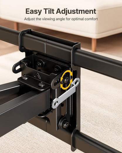 Heavy Duty Full Motion TV Wall Mount for 37-90 Inch Tvs up to 165 Lb | Dual Articulating Arms Extend 16.6 In; Smooth Tilt and Swivel, 4X Load Tested, Max VESA 600X400 Mm, 12/16 in Wood Studs4